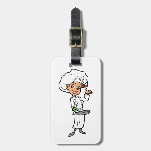 Female Chef With A Frying Pan Luggage Tags