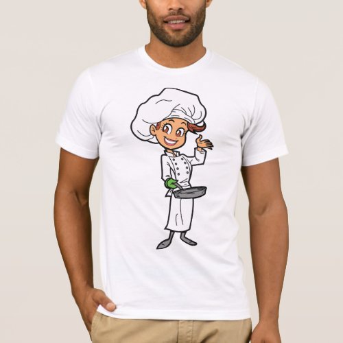 Female Chef With A Frying Pan Mens T_Shirt
