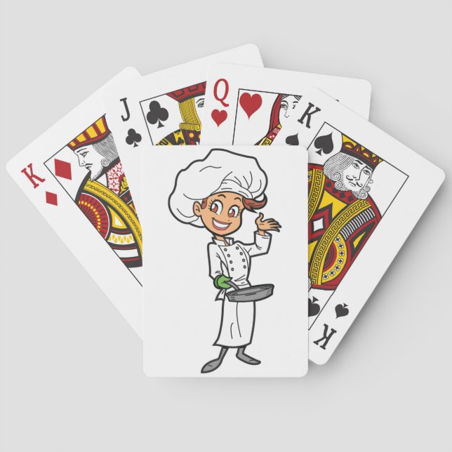 Female Chef With A Frying Pan Playing Cards (Back)