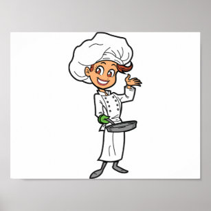 Female Chef With A Frying Pan Poster