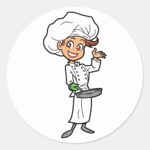 Female Chef With A Frying Pan Stickers