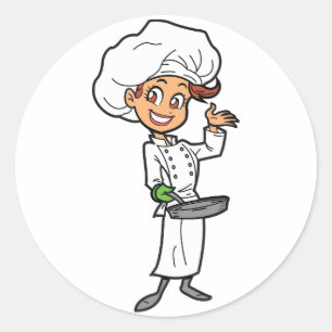 Female Chef With A Frying Pan Stickers