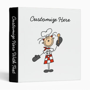 Female Chef With Mitts and Wooden Spoon 3 Ring Binder