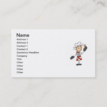 Female Chef With Mitts And Wooden Spoon Business Card by stick_figures at Zazzle