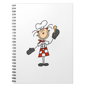 Female Chef With Mitts and Wooden Spoon Notebook