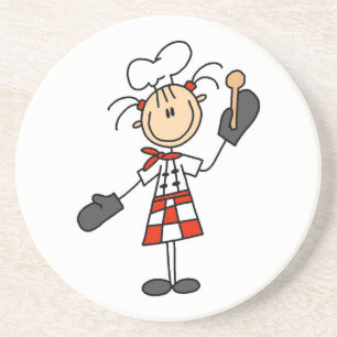 Female Chef With Mitts and Wooden Spoon Sandstone Coaster