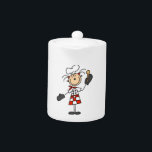 Female Chef With Mitts and Wooden Spoon Teapot<br><div class="desc">A stick figure girl chef wearing oven mitts holds a wooden spoon on our chef design T-shirts,  mugs,  mousepads,  tote bags,  cards,  and other items you can customize with text or a name.</div>