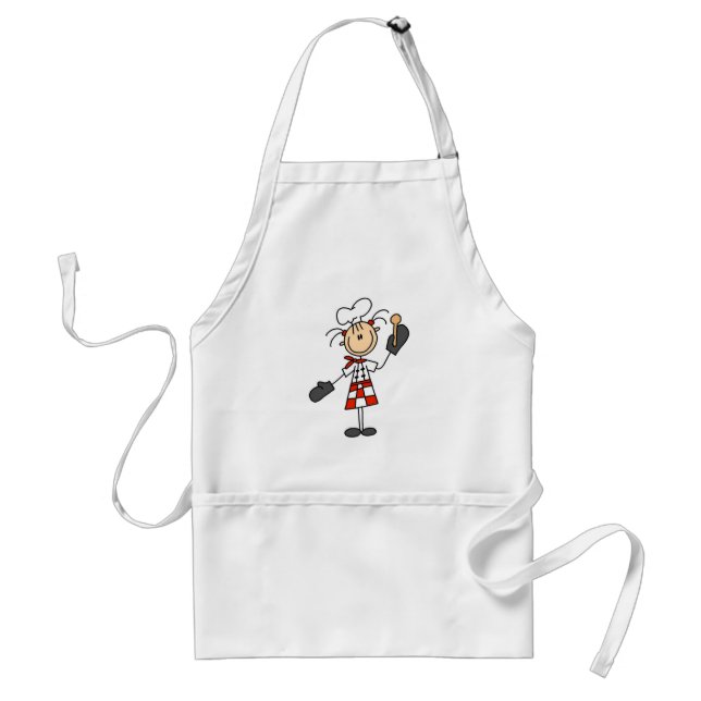 Female Chef with Oven Mitts Tshirts and Gifts Adult Apron (Front)