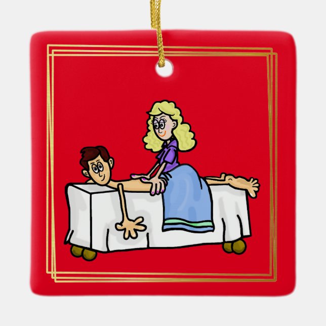 Female Chiropractor or Masseuse Christmas Ornament (Front)