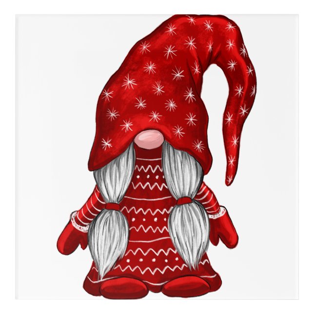 Female Christmas Gnome Acrylic Print (Front)