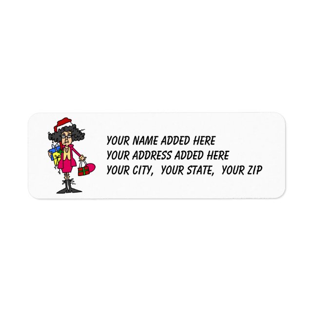 Female Christmas Shopping Return Address Labels (Front)