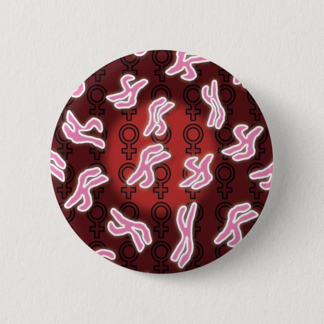Female Chromosomes Science Button (Front)