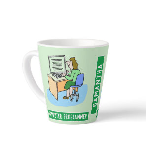 Female Computer Programmer With Name Choice Latte Mug