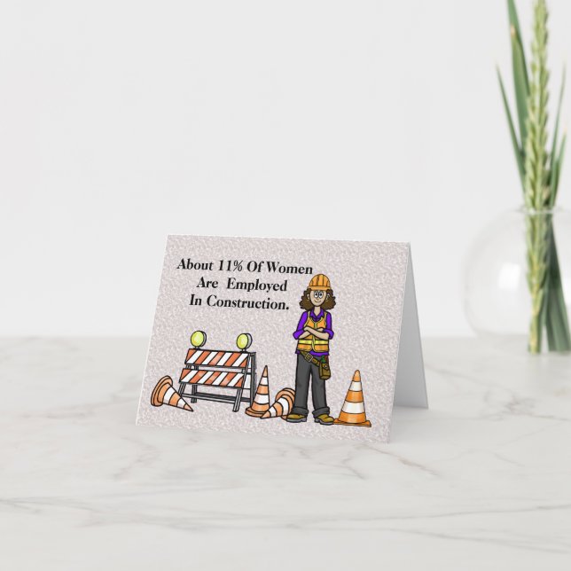 Female Construction Worker Greeting Card (Front)
