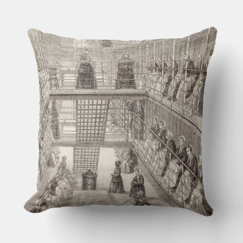 Female Convicts at Work during the Silent Hour in Throw Pillow