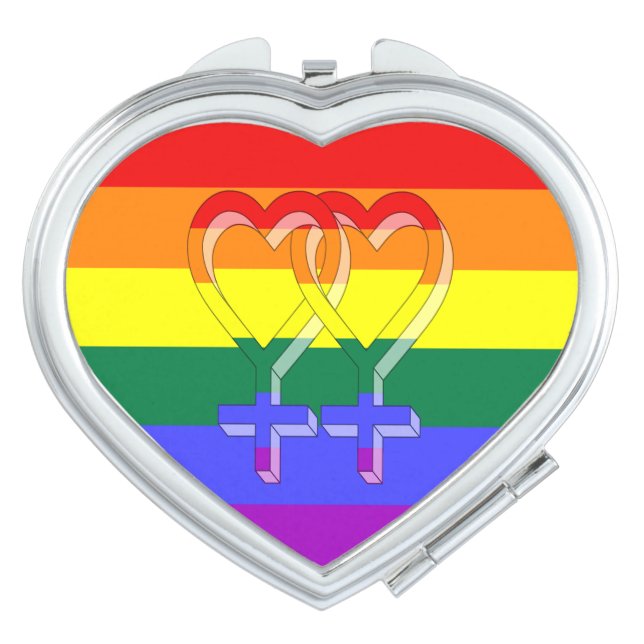 Female Couple Pride Symbols Rainbow Flag Compact Mirror (Front)