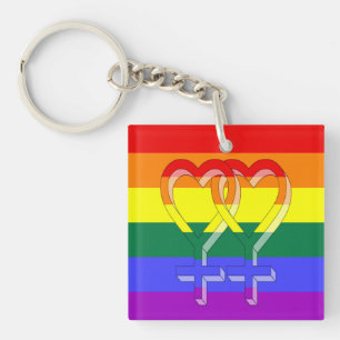 Female Couple Pride Symbols Rainbow Flag Keychain