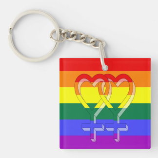 Female Couple Pride Symbols Rainbow Flag Keychain