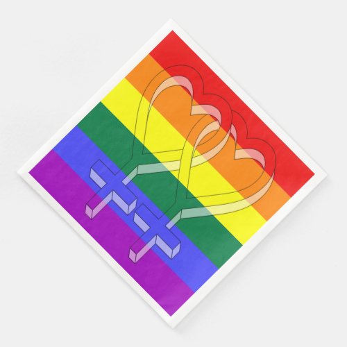 Female Couple Pride Symbols Rainbow Flag Paper Dinner Napkins