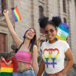 Female Couple Pride Symbols Rainbow Flag T-Shirt