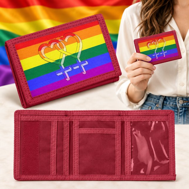 Female Couple Pride Symbols Rainbow Flag Tri-fold Wallet (Female Couple Pride Symbols Rainbow Flag Tri-fold Wallet)