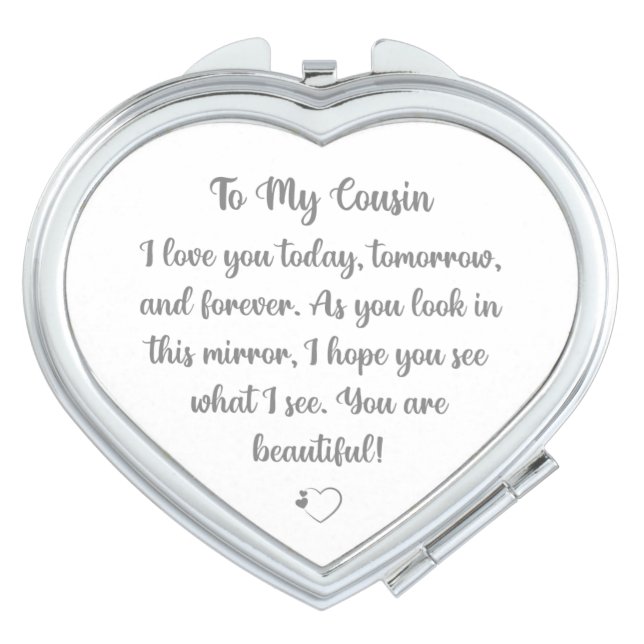 Female Cousin Gift Unique Makeup Compact Mirror (Front)