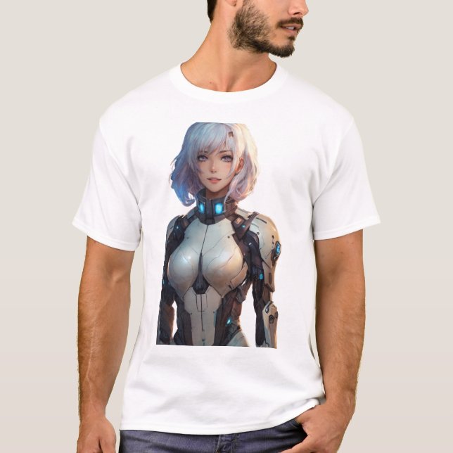 Female Cyborg anime style T-Shirt (Front)