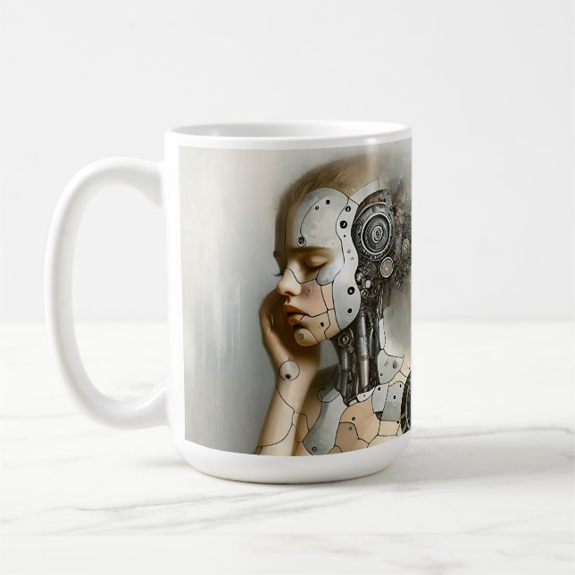 Female Cyborg Woman Ai Art  Coffee Mug (Left)