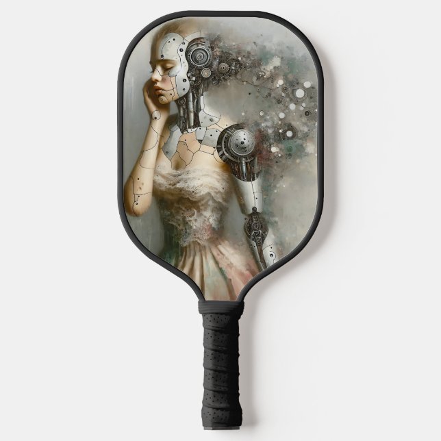 Female Cyborg Woman Ai Art Personalized Pickleball Paddle (Front)
