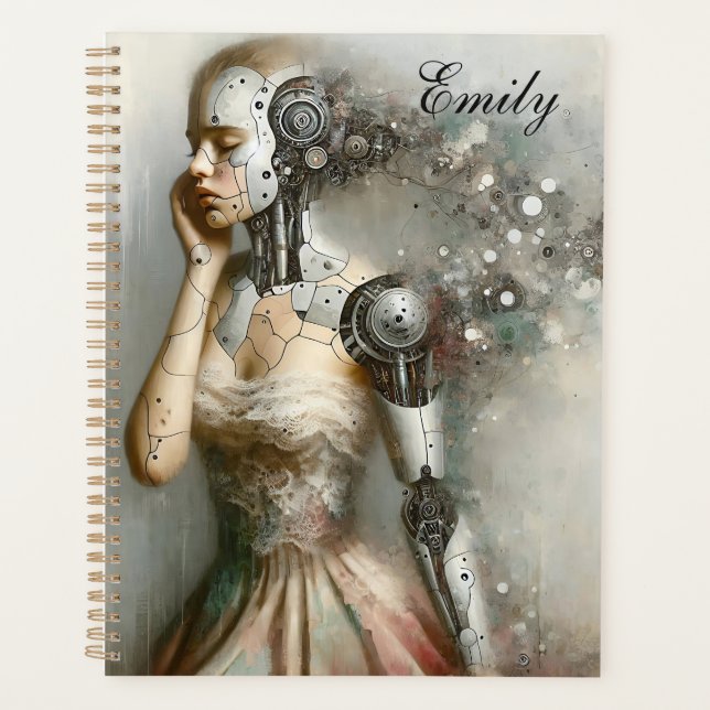 Female Cyborg Woman Ai Art Personalized Planner (Front)