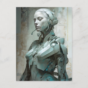 Female Cyborg Woman Science Fiction Postcard