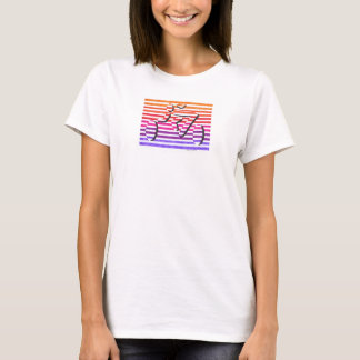 female cyclist multi color stripes T-Shirt