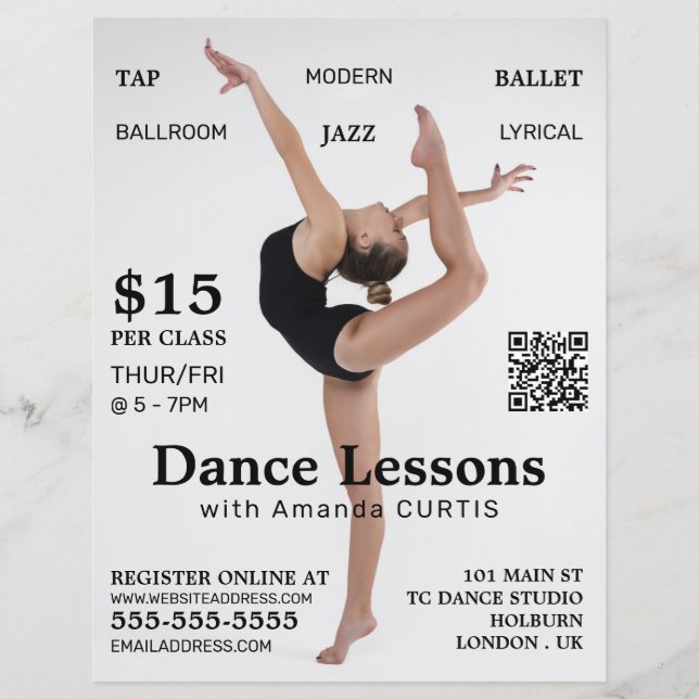 Female Dancer, Dance Lesson Advertising Flyer (Front)