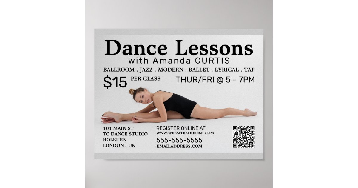 Female Dancer, Dance Lesson Advertising Poster | Zazzle