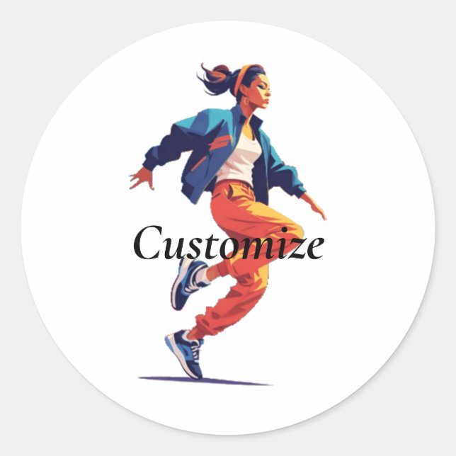 Female Dancer Hip Hop Thunder_Cove Classic Round Sticker (Front)