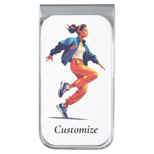 Female Dancer Hip Hop Thunder_Cove Silver Finish Money Clip
