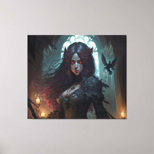 Female Dark Fantasy Anime Canvas Wall Art (Front)
