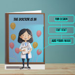 Female Doctor is In Funny Doctor Board Birthday Card<br><div class="desc">This funny doctor birthday card is specifically for the physician / doctor friend or family member in your life. The design is colorful and features a take on the "Doctor is In" meme with a female African American doctor in front of a dry erase board. Inside we've written just the...</div>