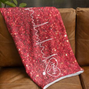 Female Doctor Nurse Glitter Red Personalized Fleece Blanket