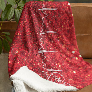 Female Doctor Nurse Glitter Red Personalized Sherpa Blanket