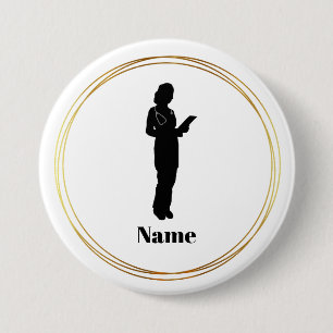 Female Doctor Silhouette Name Button