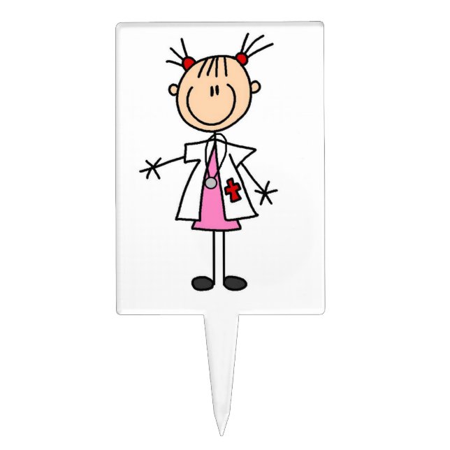 Female Doctor Stick Figure Cake Topper (Front)