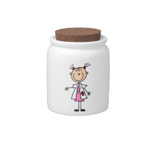 Female Doctor Stick Figure Candy Jar