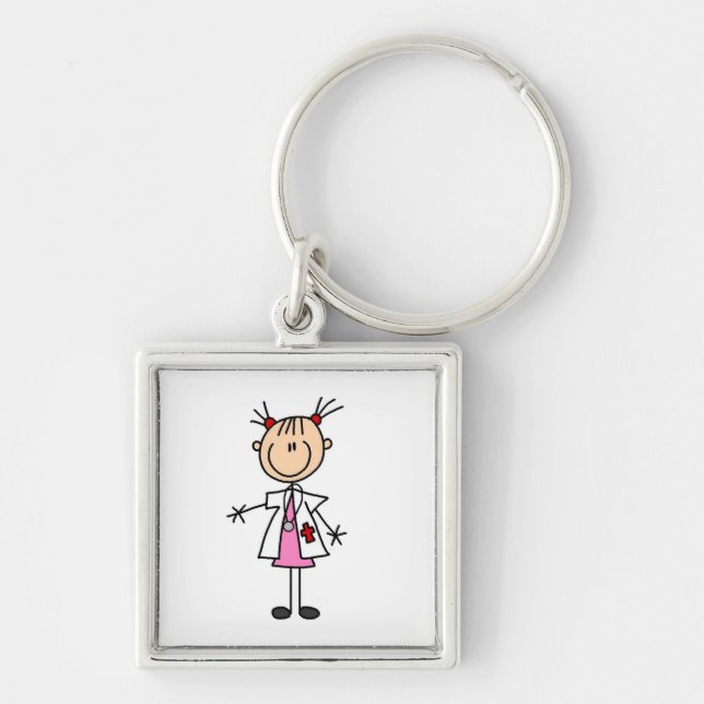 Female Doctor Stick Figure Keychain (Front)
