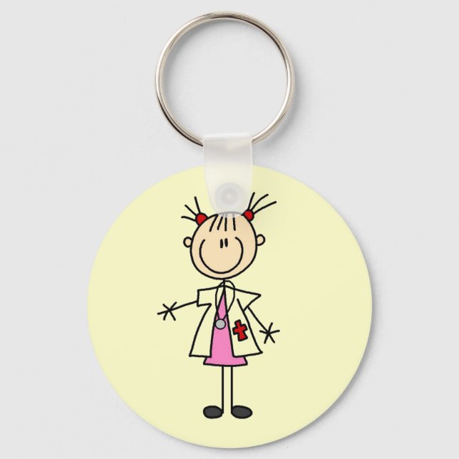 Female Doctor Stick Figure Keychain (Front)
