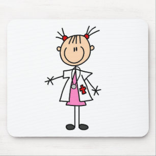 Female Doctor Stick Figure Mouse Pad
