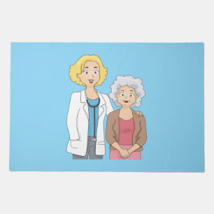 Female Doctor with Senior Woman Patient Doormat
