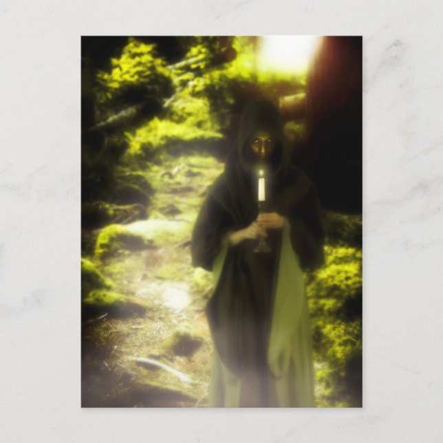 Female druid in forest postcard (Front)