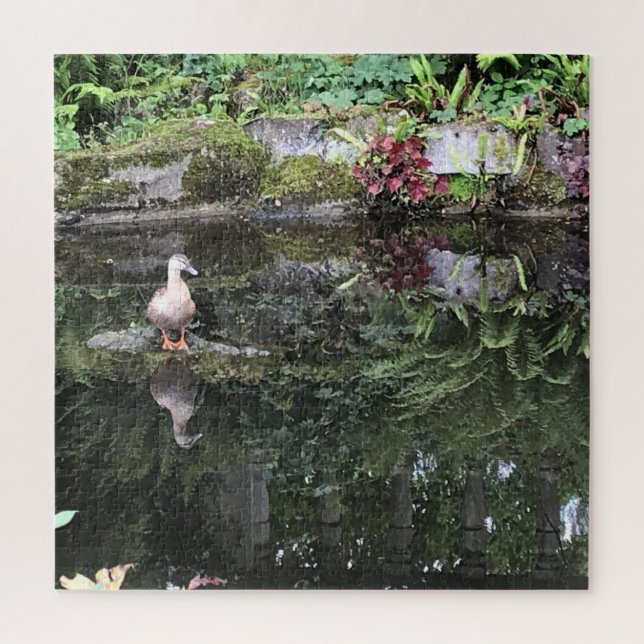 Female Duck in A Pond With Reflections Jigsaw Puzzle (Vertical)