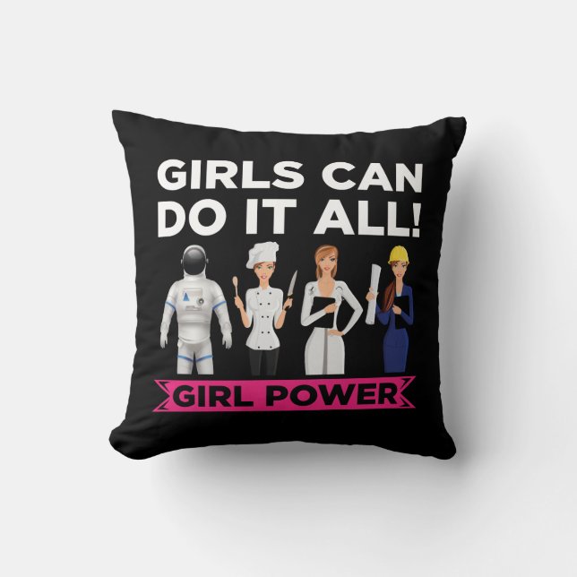Female Empowerment Equality Strong Girl Power Throw Pillow (Front)